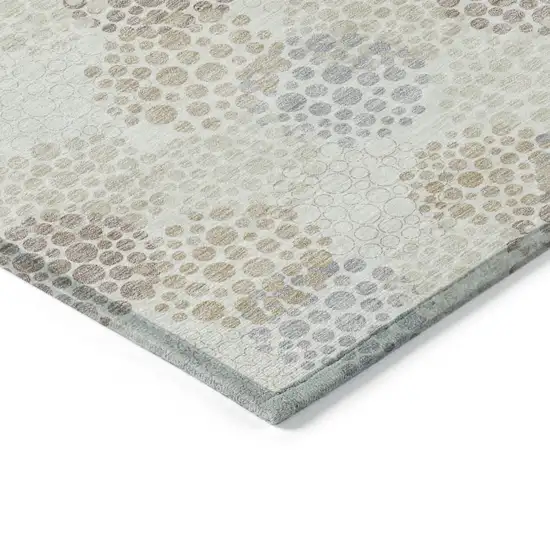 Ivory Brown And Gray Polka Dot Washable Indoor Outdoor Area Rug Photo 5
