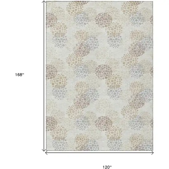 Ivory Brown And Gray Polka Dot Washable Indoor Outdoor Area Rug Photo 3