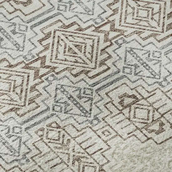 Ivory Brown And Gray Southwestern Washable Area Rug With UV Protection Photo 9