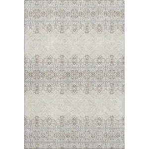 Photo of Ivory Brown And Gray Southwestern Washable Area Rug With UV Protection