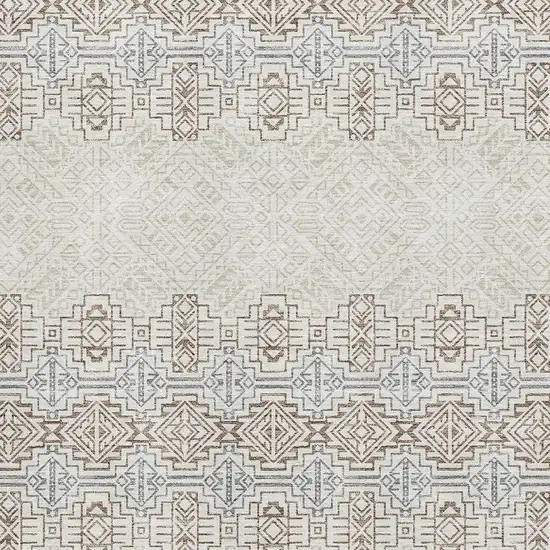 Ivory Brown And Gray Southwestern Washable Area Rug With UV Protection Photo 2