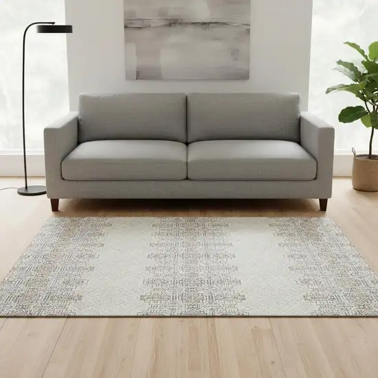 Ivory Brown And Gray Southwestern Washable Area Rug With UV Protection Photo 2