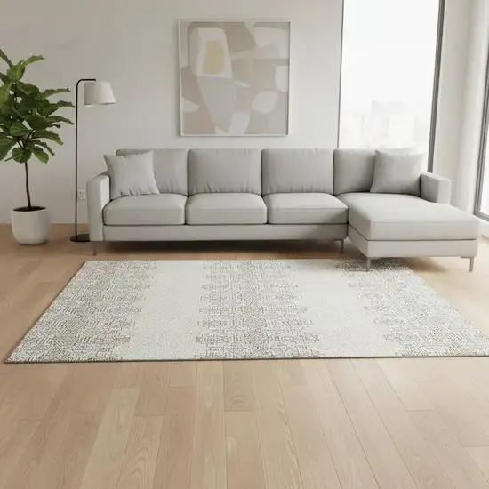 Ivory Brown And Gray Southwestern Washable Area Rug With UV Protection Photo 2