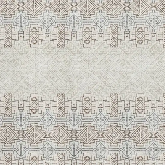 Ivory Brown And Gray Southwestern Washable Area Rug With UV Protection Photo 2