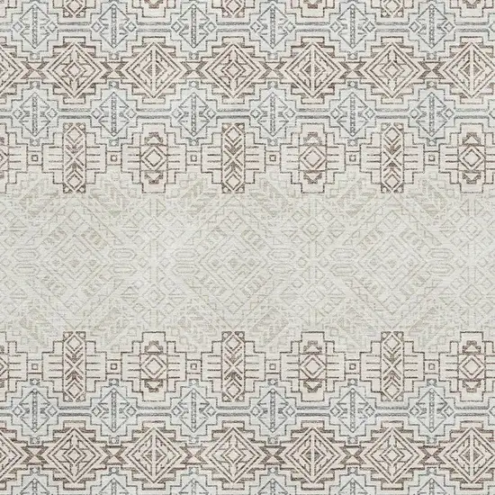 Ivory Brown And Gray Southwestern Washable Area Rug With UV Protection Photo 2