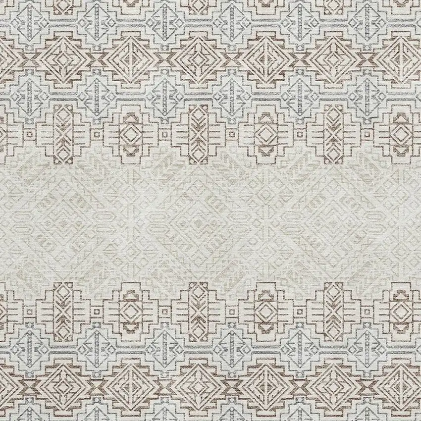 Ivory Brown And Gray Southwestern Washable Area Rug With UV Protection Photo 2