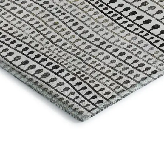 Ivory Brown And Gray Striped Washable Area Rug With UV Protection Photo 9