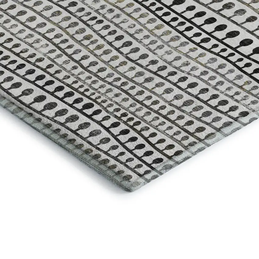 Ivory Brown And Gray Striped Washable Area Rug With UV Protection Photo 9