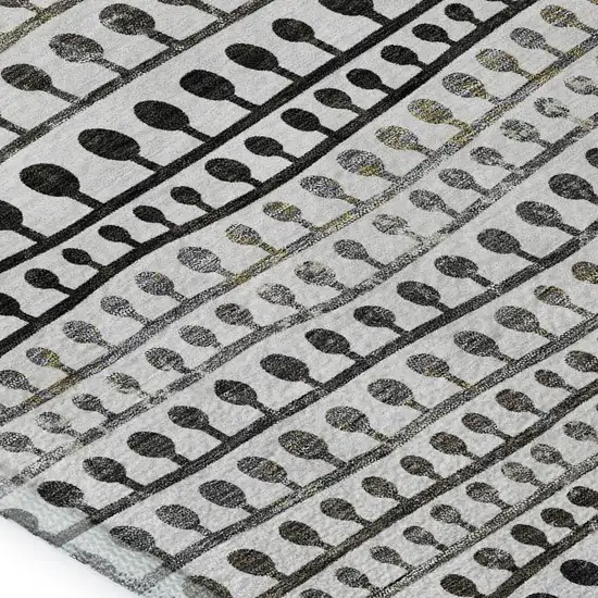 Ivory Brown And Gray Striped Washable Area Rug With UV Protection Photo 8