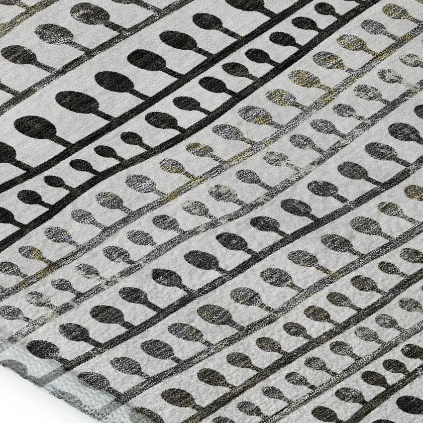 Ivory Brown And Gray Striped Washable Area Rug With UV Protection Photo 8