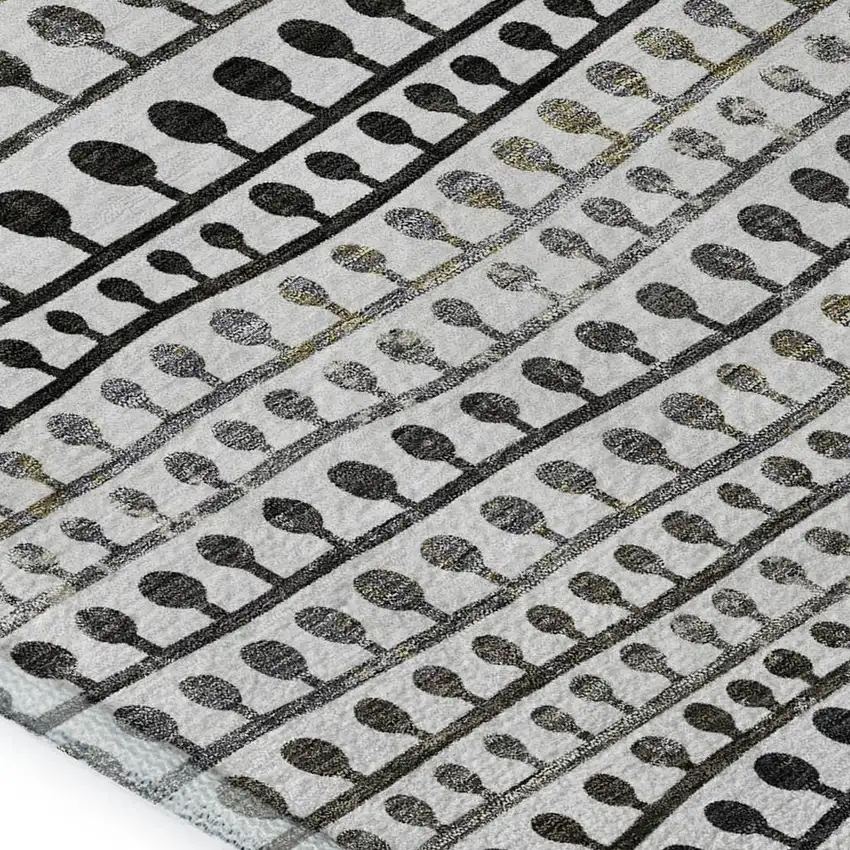 Ivory Brown And Gray Striped Washable Area Rug With UV Protection Photo 3