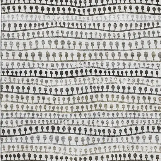 Ivory Brown And Gray Striped Washable Area Rug With UV Protection Photo 4