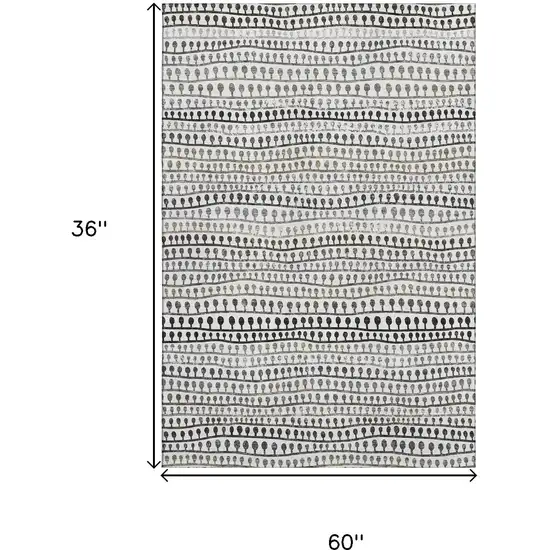 Ivory Brown And Gray Striped Washable Area Rug With UV Protection Photo 3