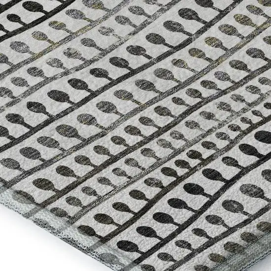 Ivory Brown And Gray Striped Washable Area Rug With UV Protection Photo 9