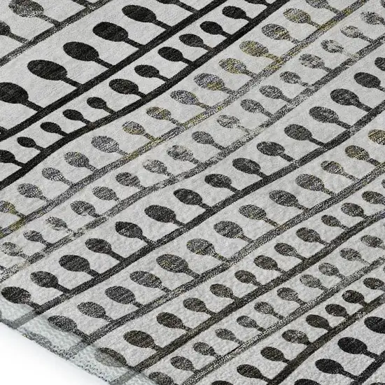 Ivory Brown And Gray Striped Washable Area Rug With UV Protection Photo 3