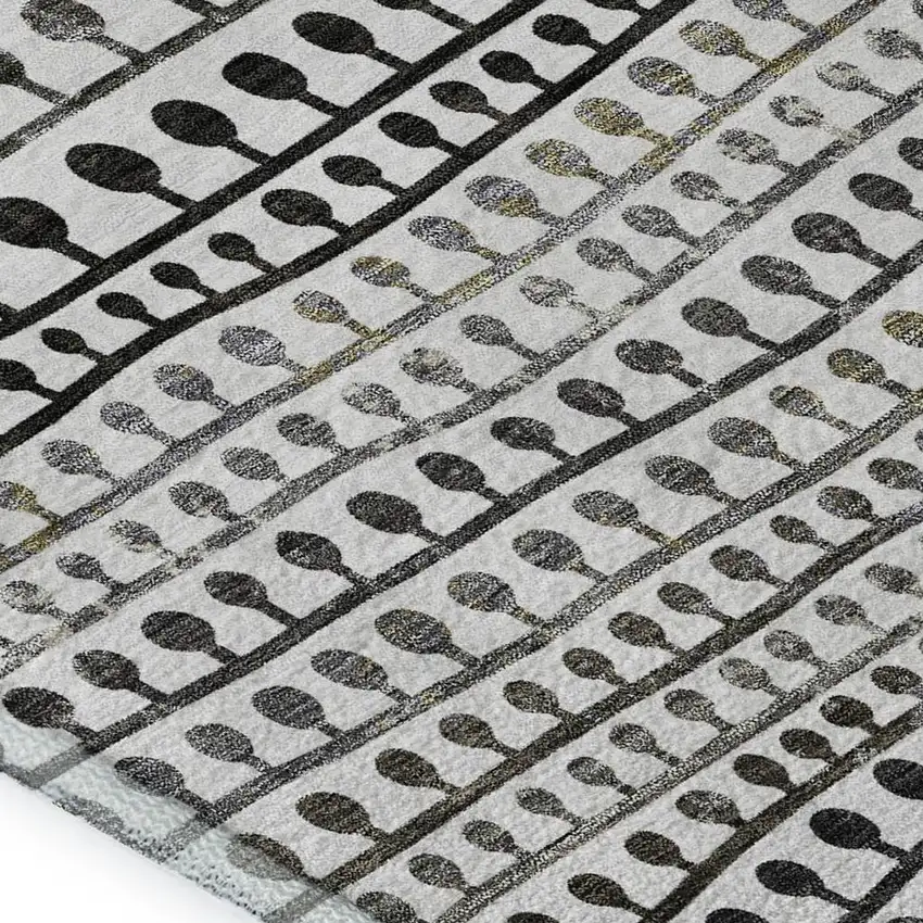 Ivory Brown And Gray Striped Washable Area Rug With UV Protection Photo 3