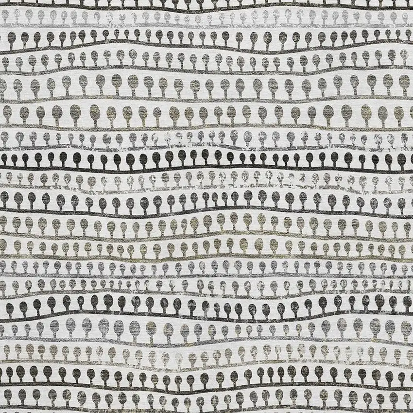 Ivory Brown And Gray Striped Washable Area Rug With UV Protection Photo 4