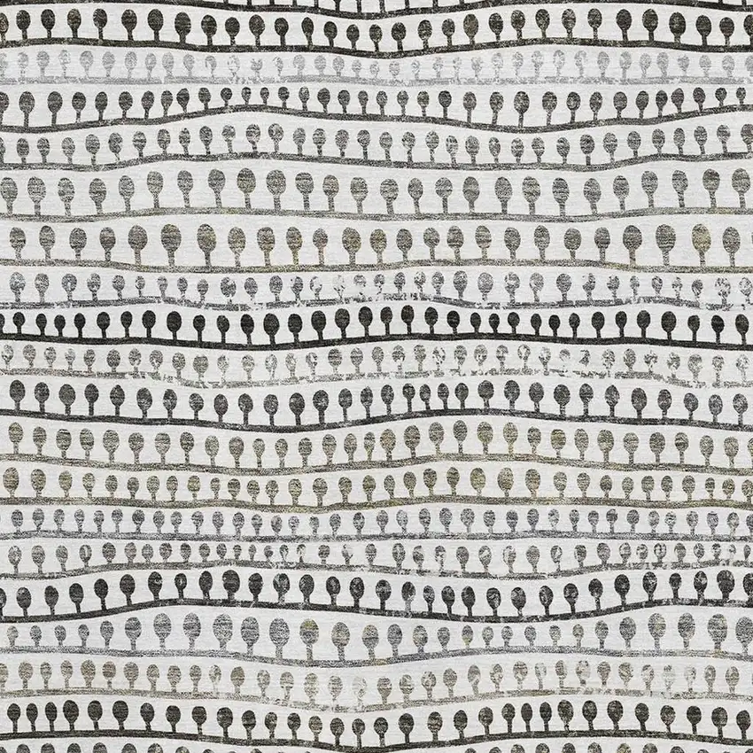 Ivory Brown And Gray Striped Washable Area Rug With UV Protection Photo 3