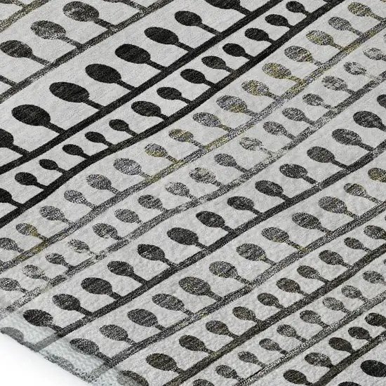 Ivory Brown And Gray Striped Washable Area Rug With UV Protection Photo 3