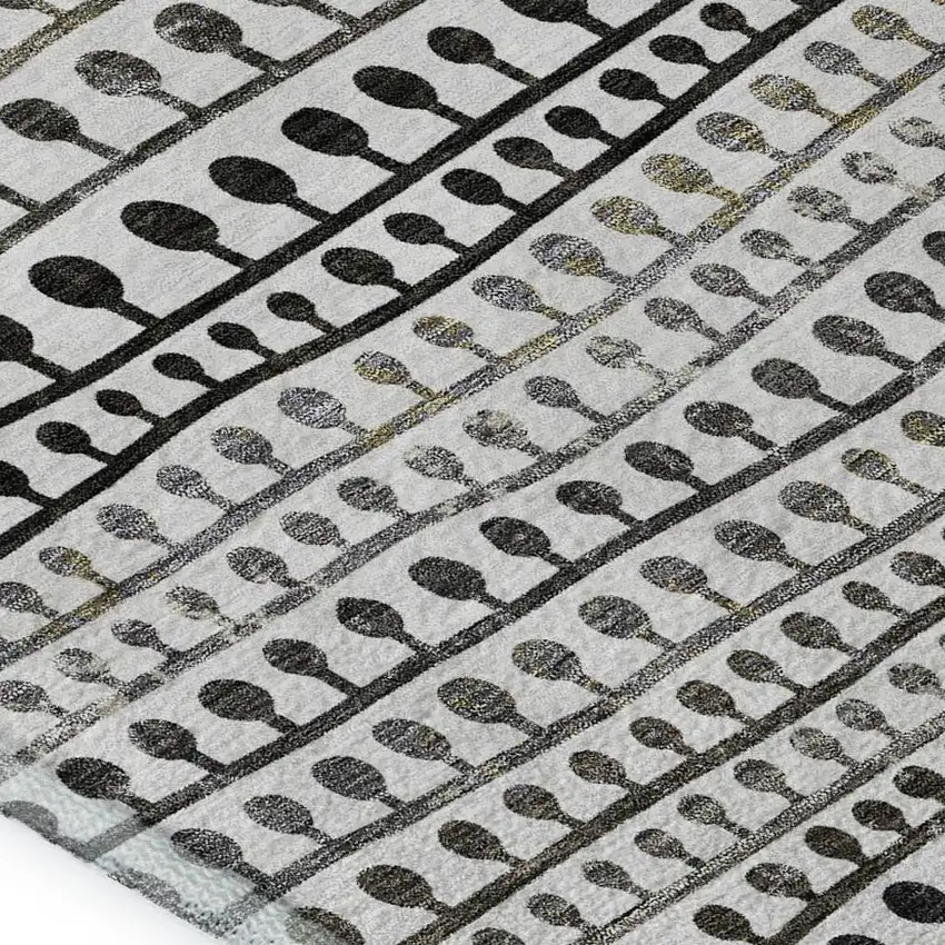 Ivory Brown And Gray Striped Washable Area Rug With UV Protection Photo 3