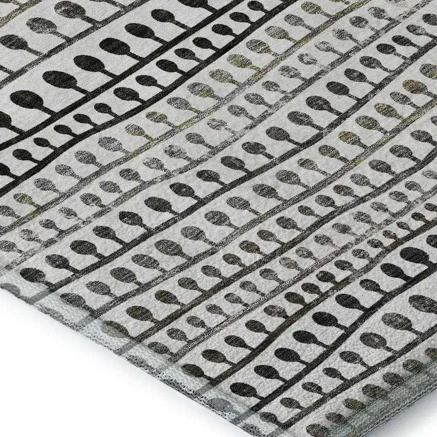 Ivory Brown And Gray Striped Washable Area Rug With UV Protection Photo 4