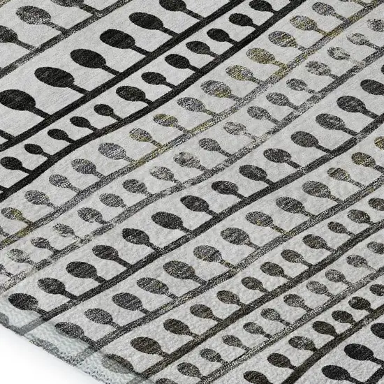 Ivory Brown And Gray Striped Washable Area Rug With UV Protection Photo 3