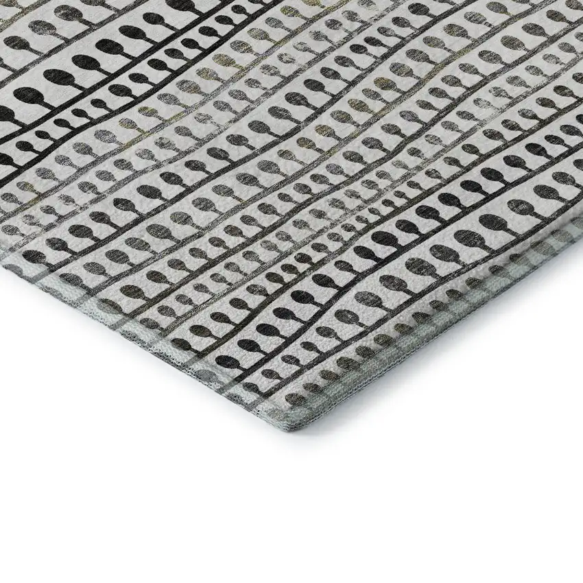 Ivory Brown And Gray Striped Washable Area Rug With UV Protection Photo 1