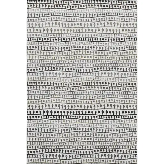 Ivory Brown And Gray Striped Washable Area Rug With UV Protection Photo 7
