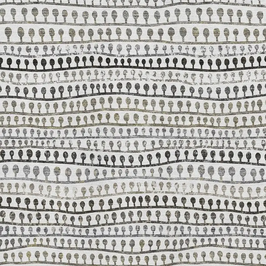 Ivory Brown And Gray Striped Washable Area Rug With UV Protection Photo 4