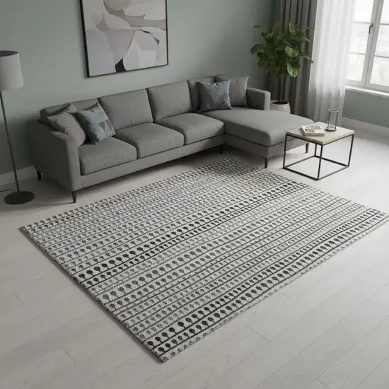 Ivory Brown And Gray Striped Washable Area Rug With UV Protection Photo 2