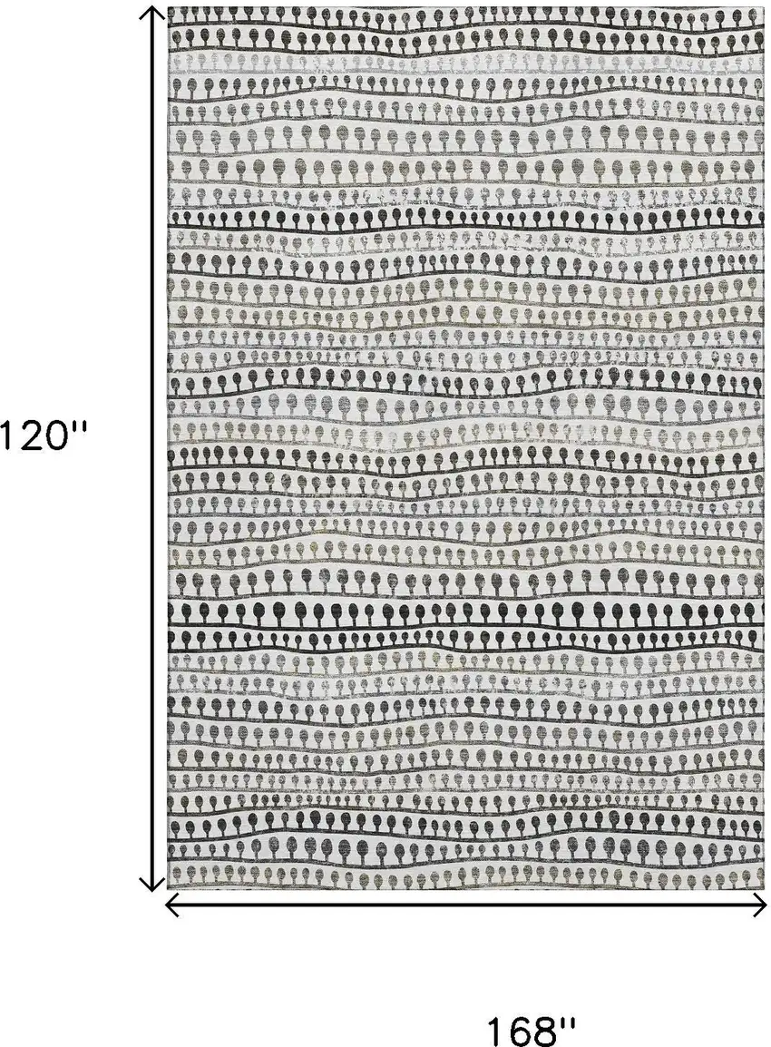 Ivory Brown And Gray Striped Washable Area Rug With UV Protection Photo 3