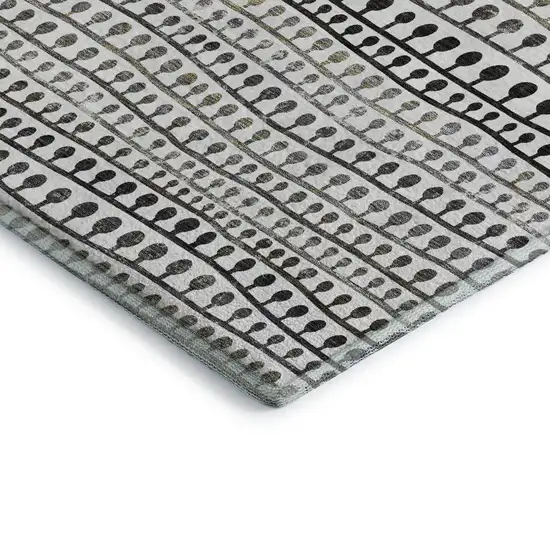 Ivory Brown And Gray Striped Washable Area Rug With UV Protection Photo 4