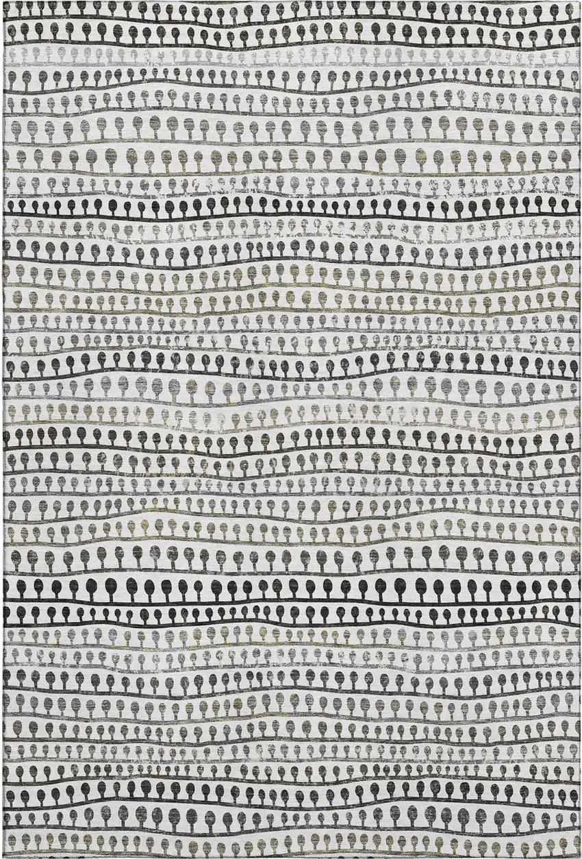 Ivory Brown And Gray Striped Washable Area Rug With UV Protection Photo 7