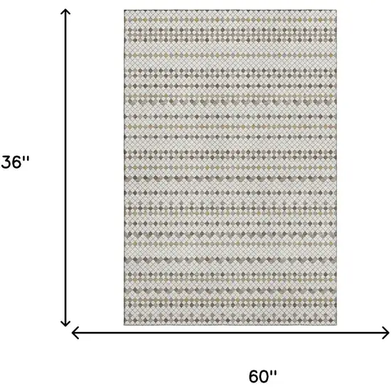 Ivory Brown And Gray Striped Washable Area Rug With UV Protection Photo 3