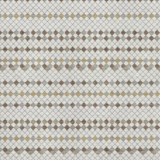Ivory Brown And Gray Striped Washable Area Rug With UV Protection Photo 4