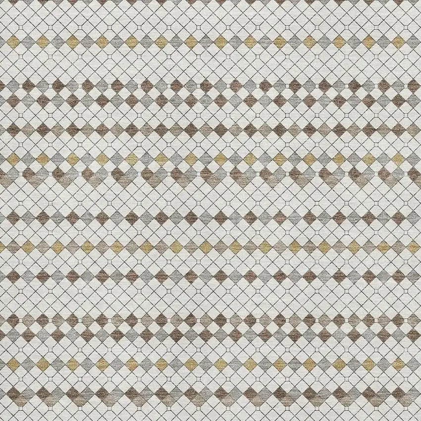 Ivory Brown And Gray Striped Washable Area Rug With UV Protection Photo 4