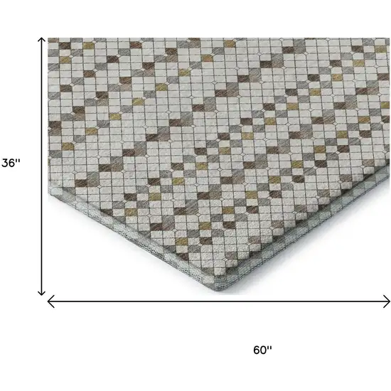 Ivory Brown And Gray Striped Washable Area Rug With UV Protection Photo 8