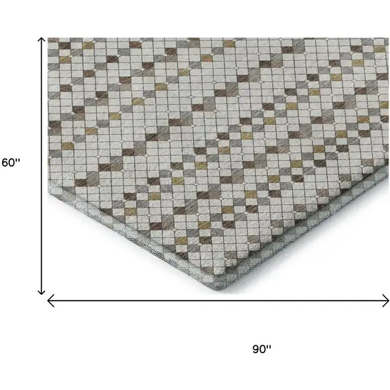 Ivory Brown And Gray Striped Washable Area Rug With UV Protection Photo 9