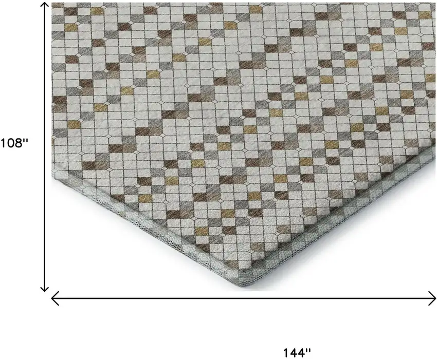 Ivory Brown And Gray Striped Washable Area Rug With UV Protection Photo 8