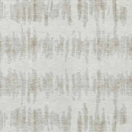 Ivory Brown And Gray Striped Washable Indoor Outdoor Area Rug Photo 6