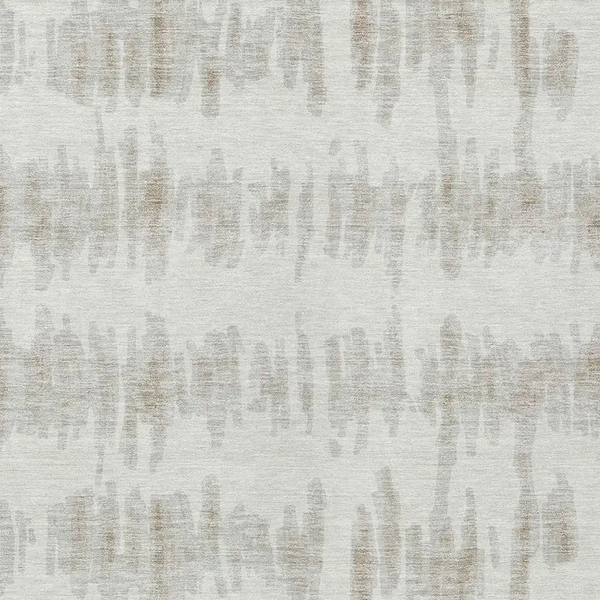 Ivory Brown And Gray Striped Washable Indoor Outdoor Area Rug Photo 6
