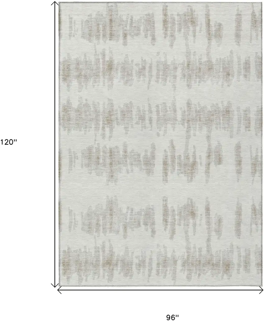 Ivory Brown And Gray Striped Washable Indoor Outdoor Area Rug Photo 3