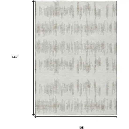 Ivory Brown And Gray Striped Washable Indoor Outdoor Area Rug Photo 3