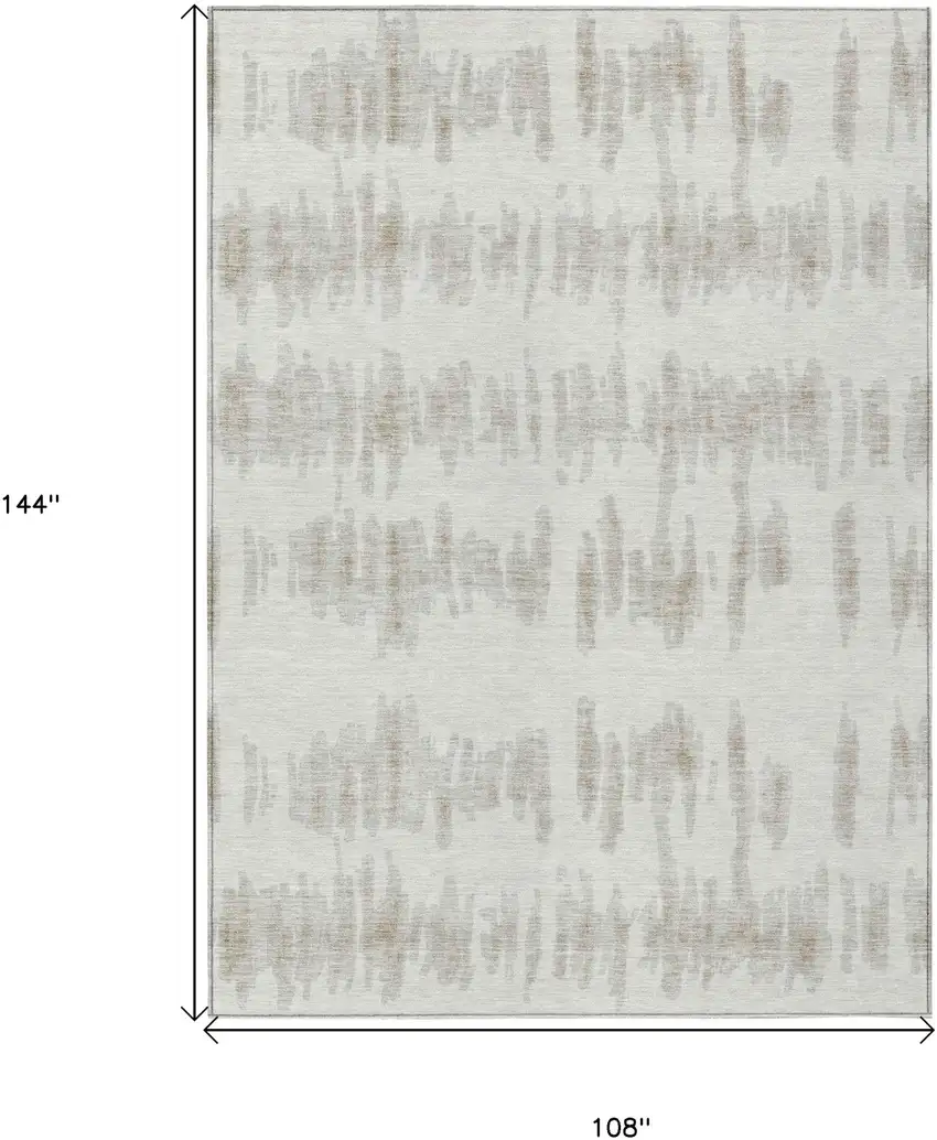 Ivory Brown And Gray Striped Washable Indoor Outdoor Area Rug Photo 3