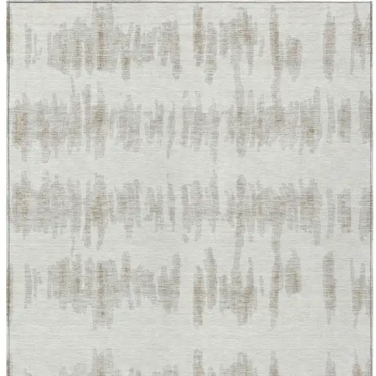 Ivory Brown And Gray Striped Washable Indoor Outdoor Area Rug Photo 6