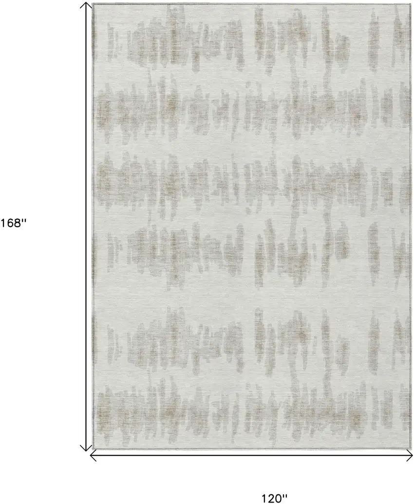 Ivory Brown And Gray Striped Washable Indoor Outdoor Area Rug Photo 3