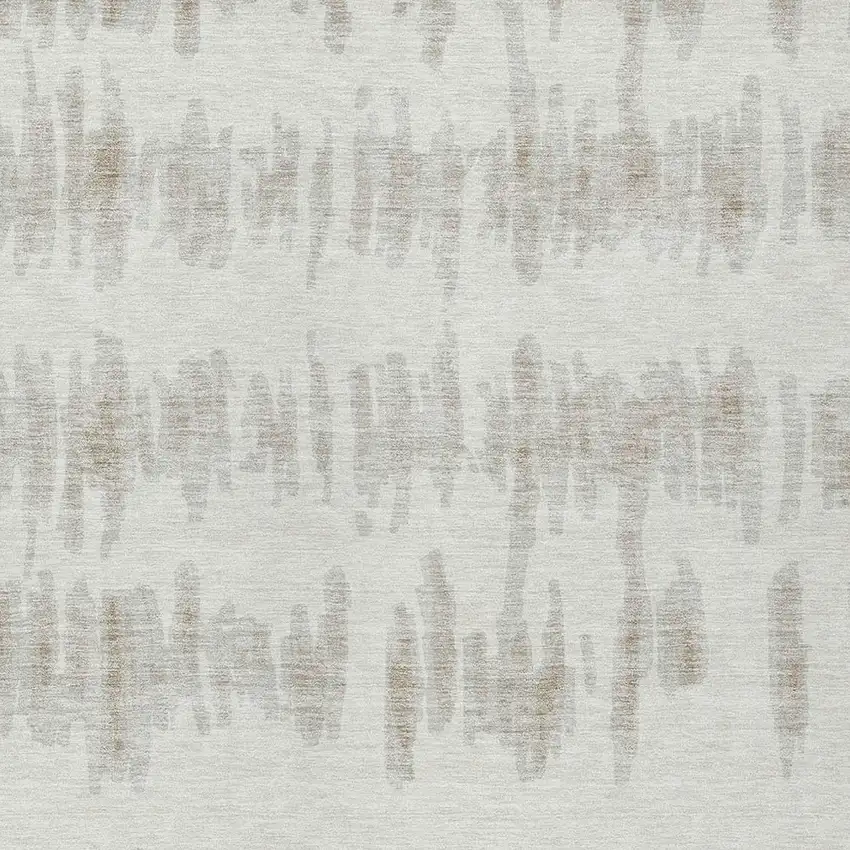 Ivory Brown And Gray Striped Washable Indoor Outdoor Area Rug Photo 6