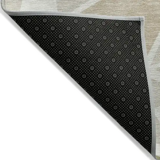 Ivory Brown And Green Geometric Washable Indoor Outdoor Area Rug Photo 4
