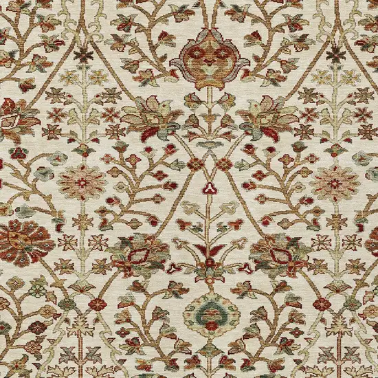 Ivory Brown And Red Floral Washable Indoor Outdoor Area Rug Photo 5