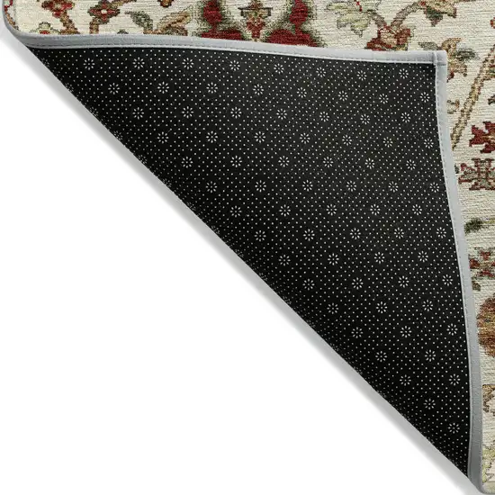 Ivory Brown And Red Floral Washable Indoor Outdoor Area Rug Photo 3